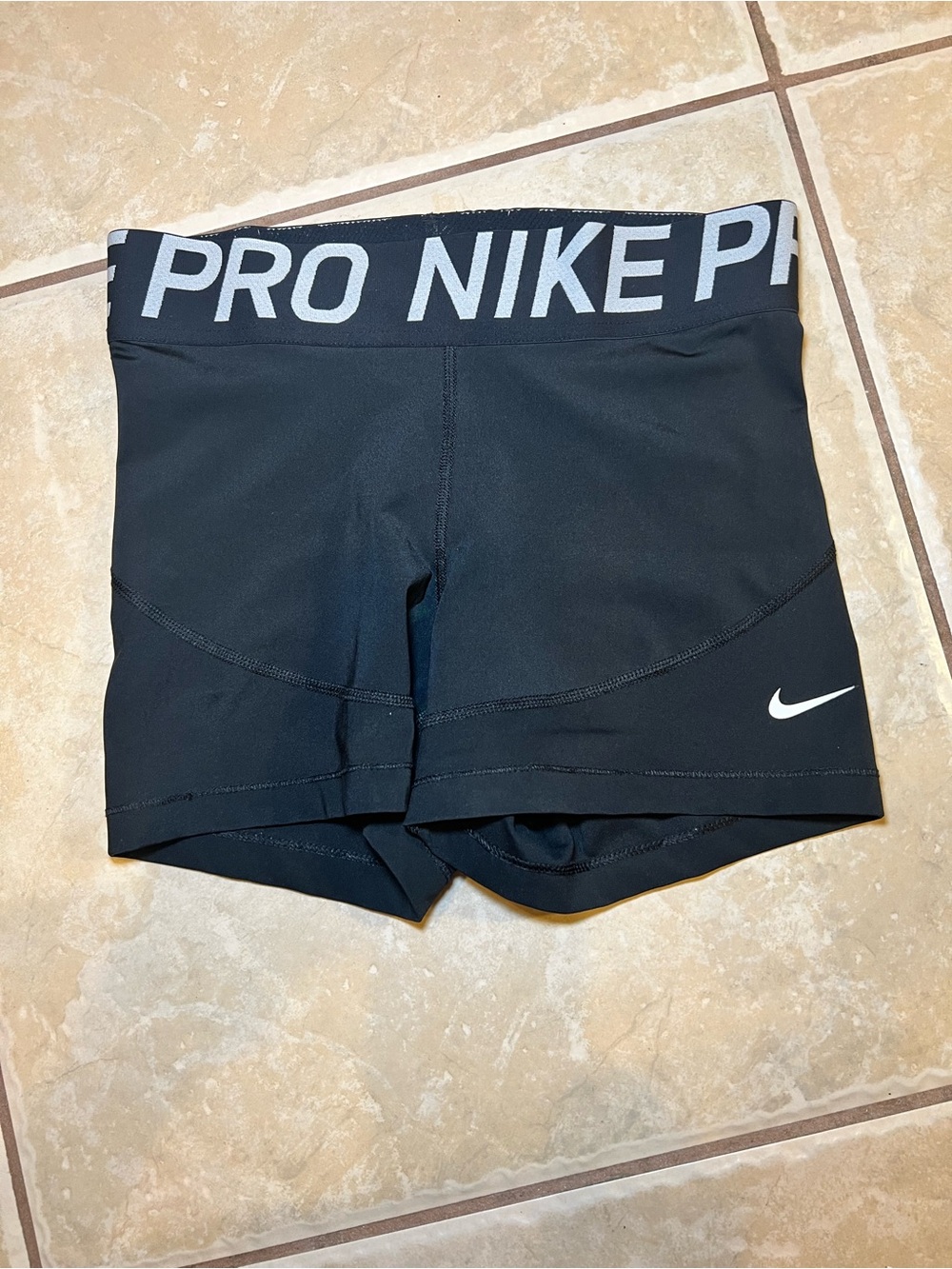 Nike Black Pro Women's Athletic Shorts with White Logo